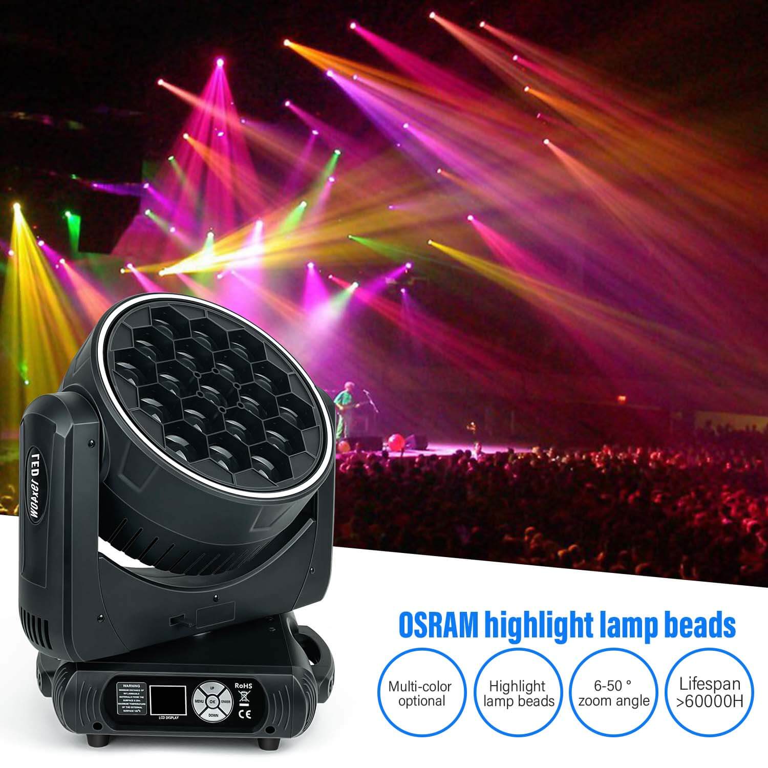 19x40W RGBW 4in1 LED BEAM ZOOM WASH Moving Head Light