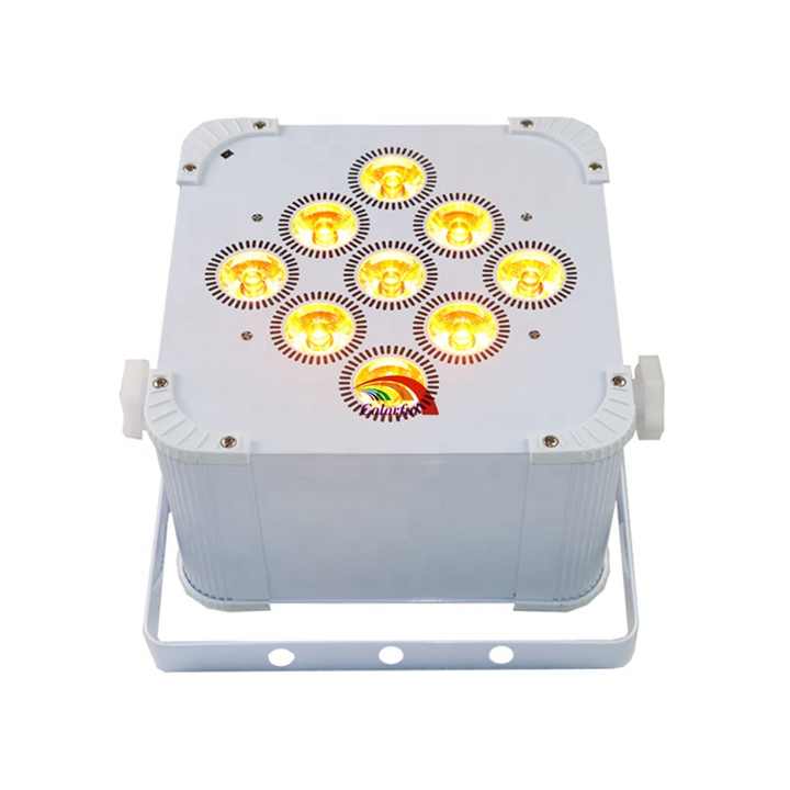 Professional 9x18W 6 in 1 RGBWA+UV Stage Light Battery Powered and Wireless LED Flat Par Light