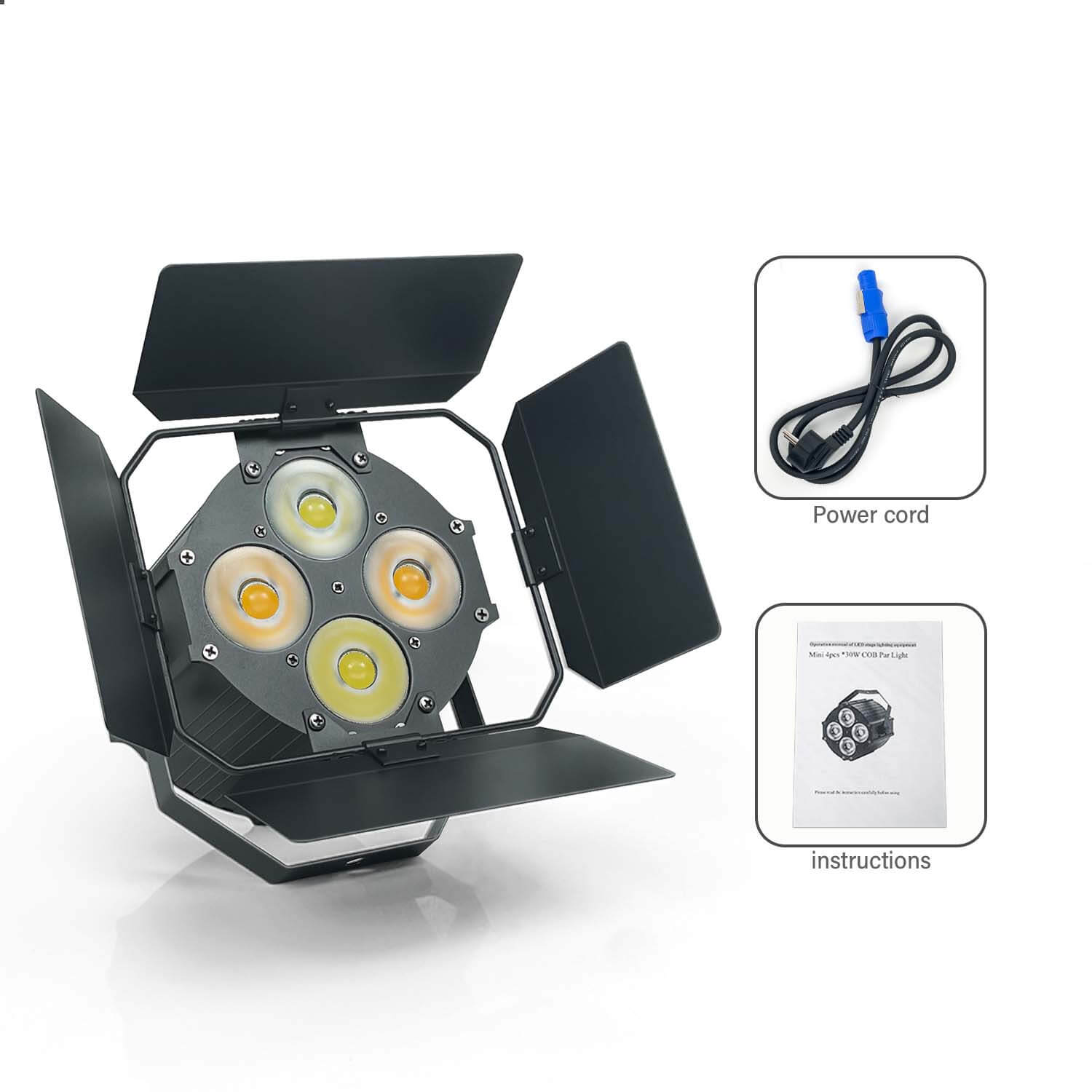 4X30W WW and CW COB 2IN1 Par Light with Barn Doors